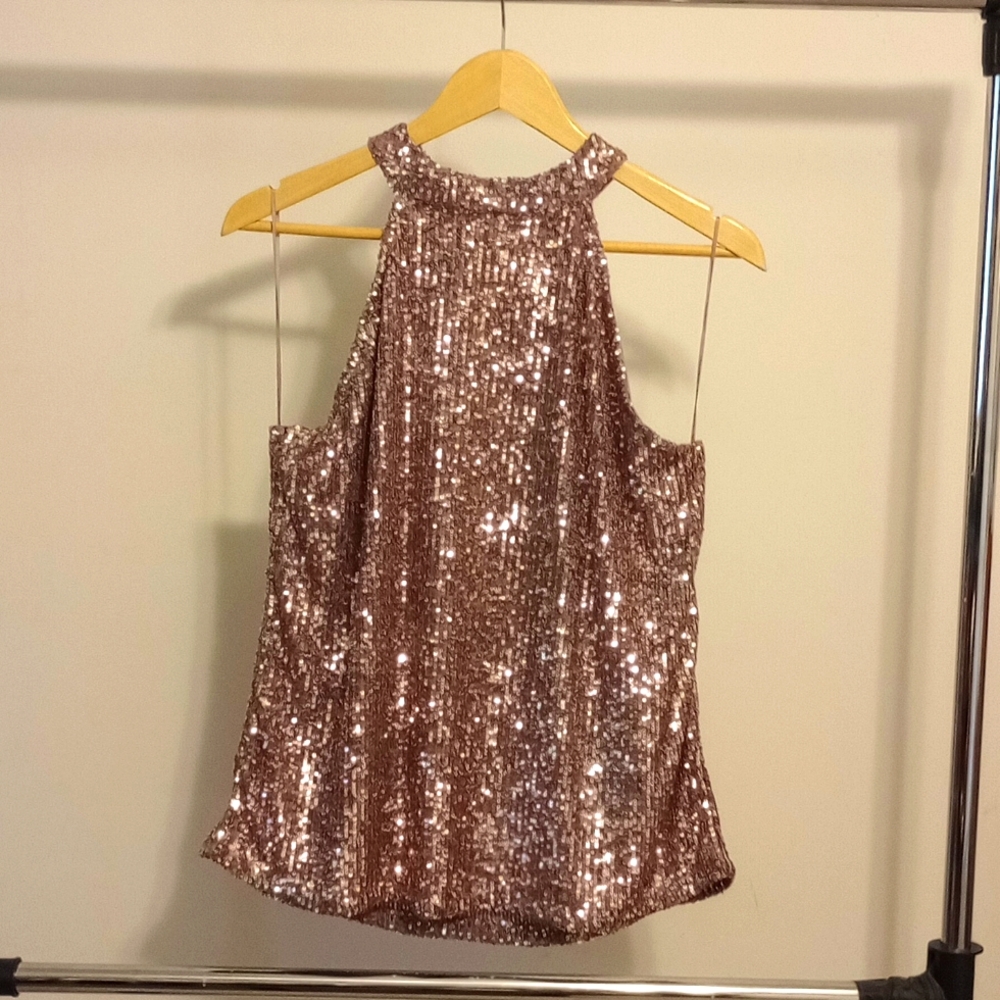 Cable & Gauge sequinned halter top